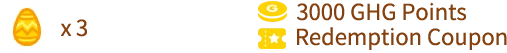 3 Egg = 3000 GHG Points + Redemption Coupon